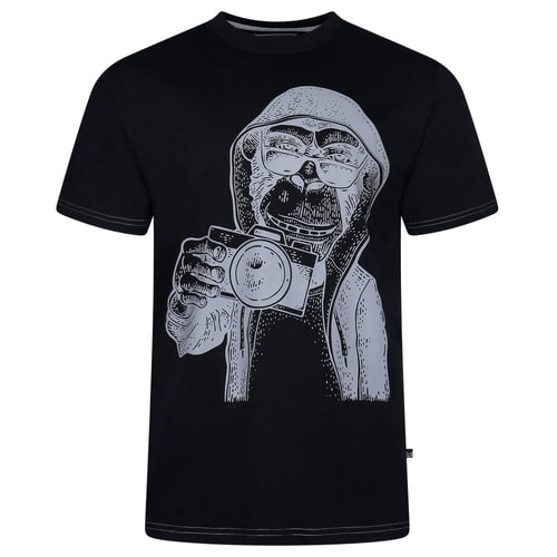 KAM Monkey Photographer Print T-Shirt Black 